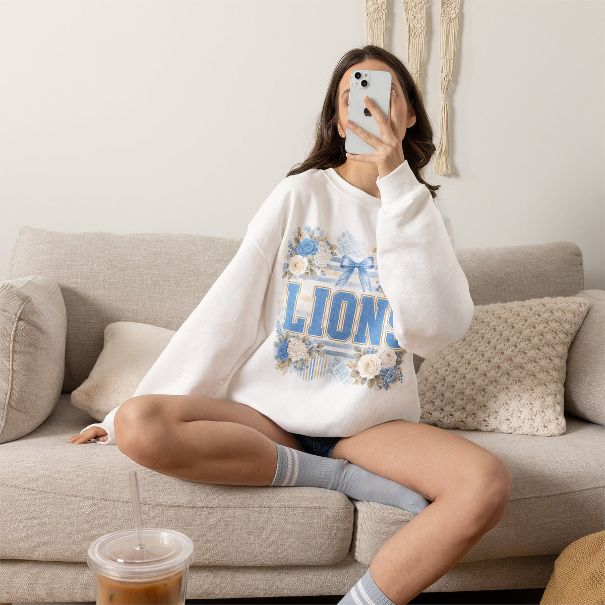 Lions Floral Crewneck Sweatshirt