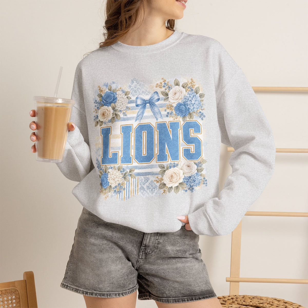 Lions Floral Crewneck Sweatshirt
