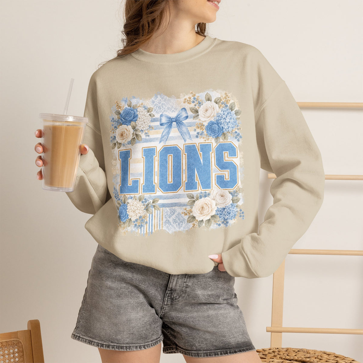 Lions Floral Crewneck Sweatshirt