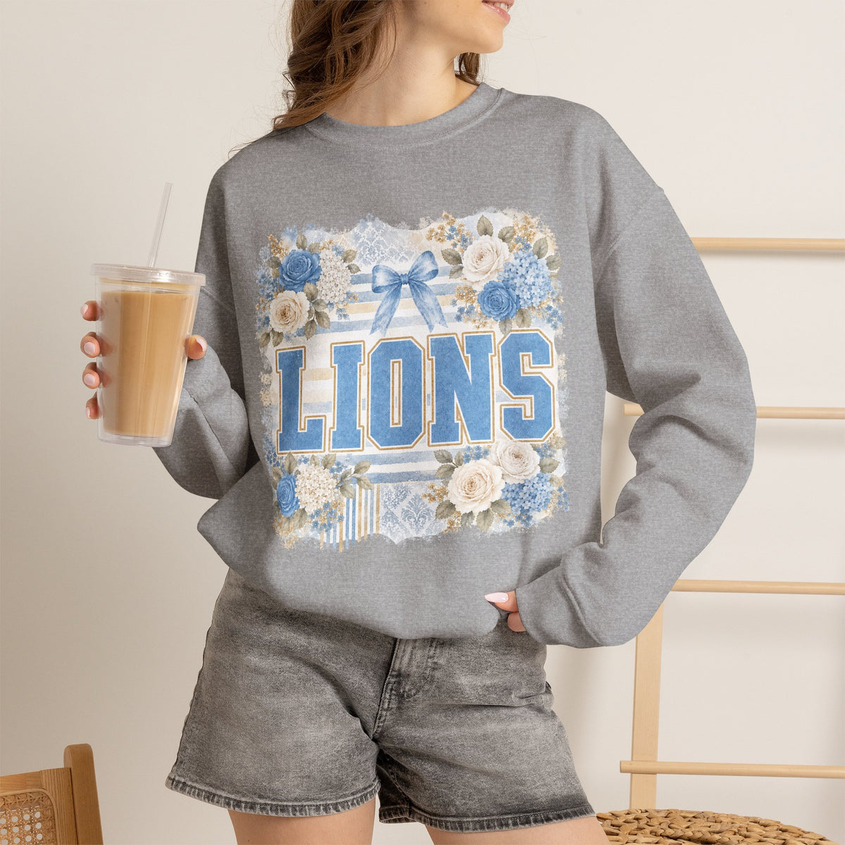 Lions Floral Crewneck Sweatshirt