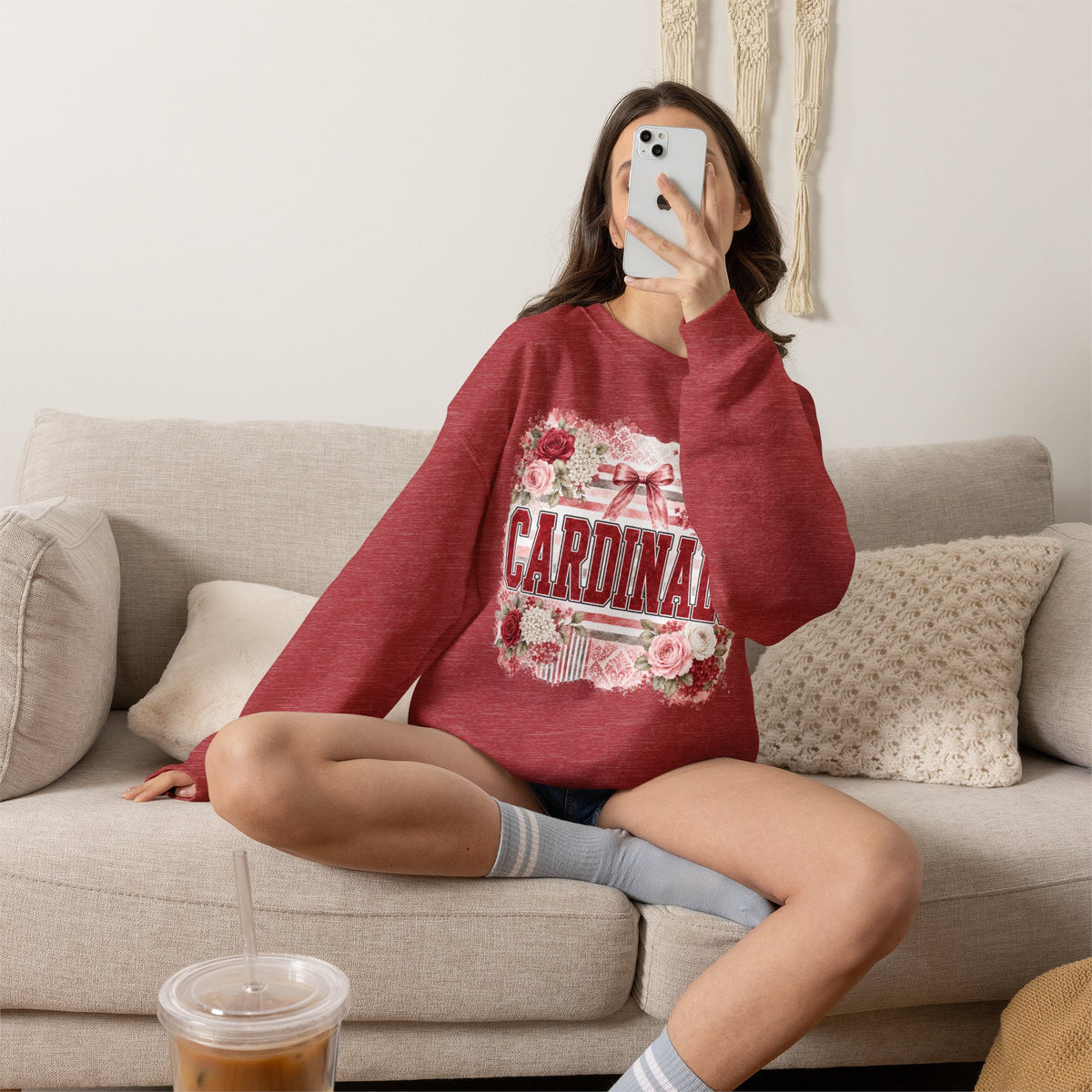 Cardinals Floral Crewneck Sweatshirt