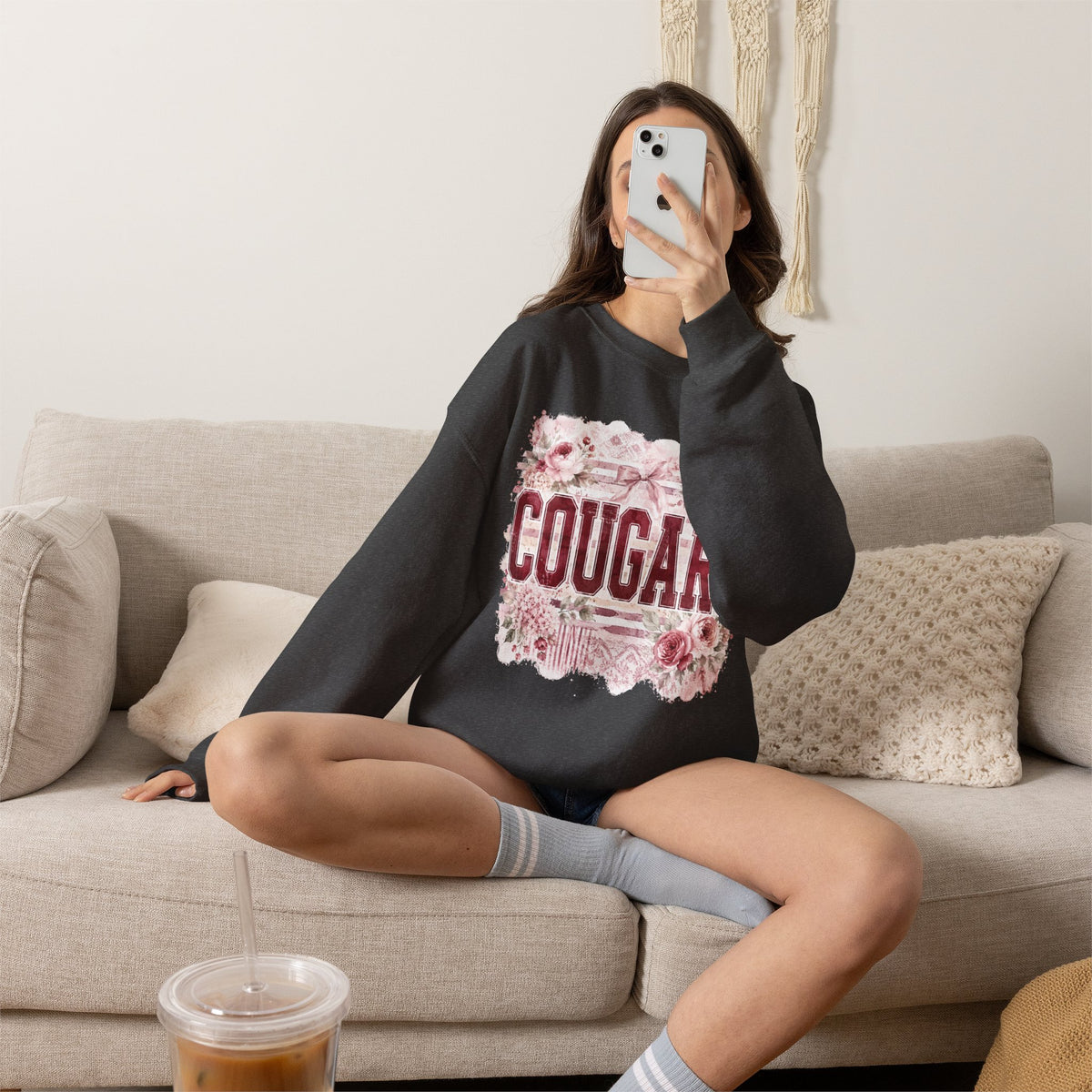 Cougars Floral Crewneck Sweatshirt