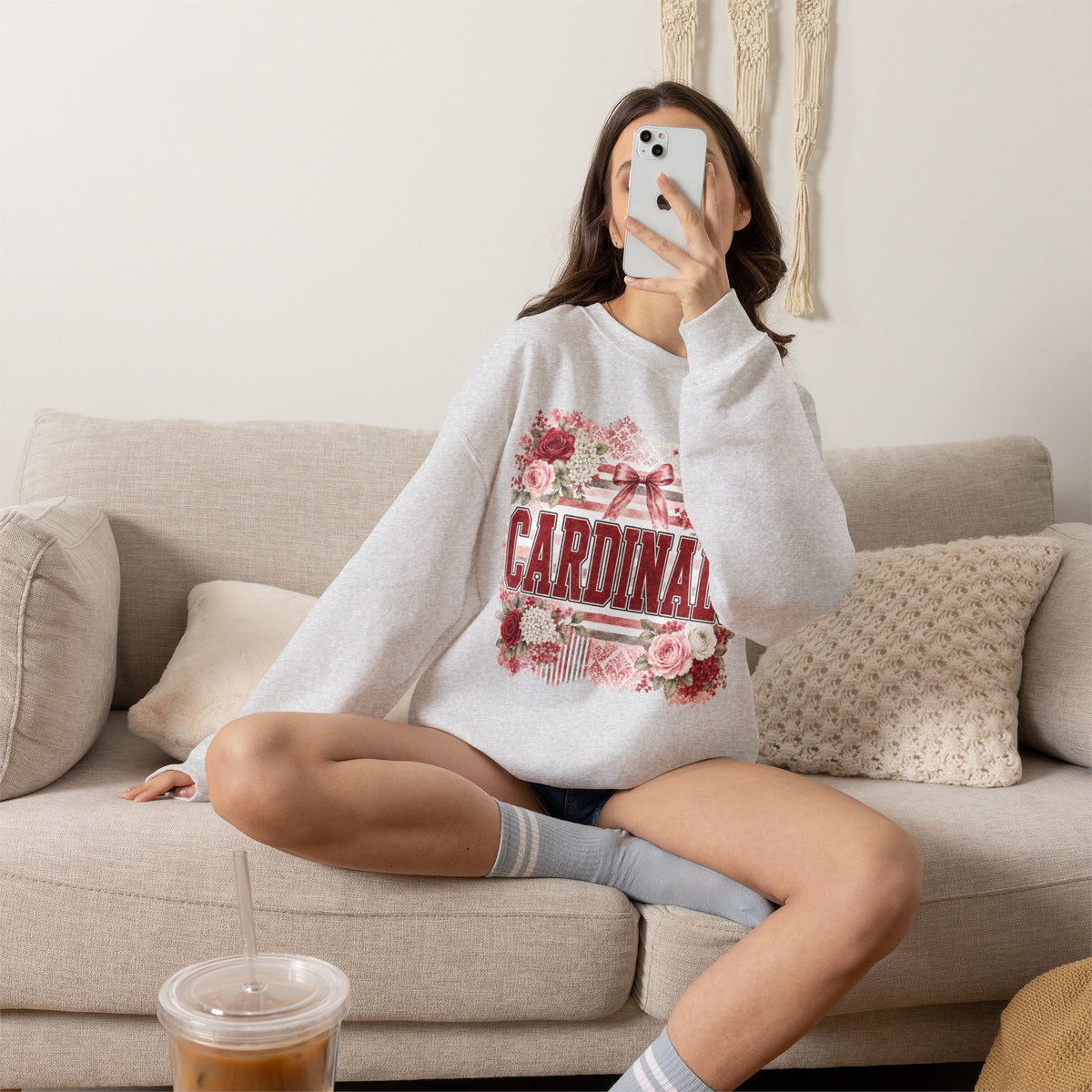 Cardinals Floral Crewneck Sweatshirt