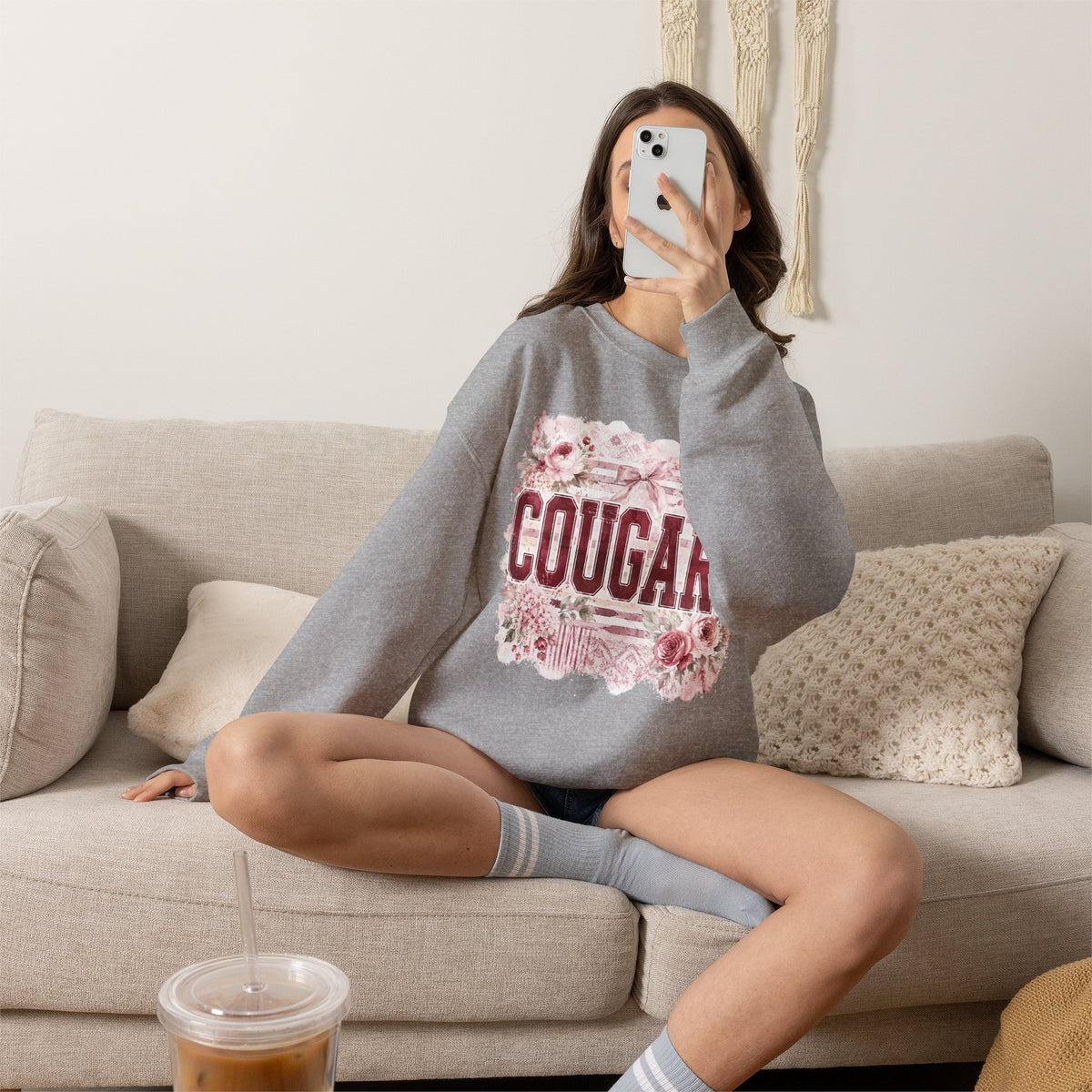 Cougars Floral Crewneck Sweatshirt
