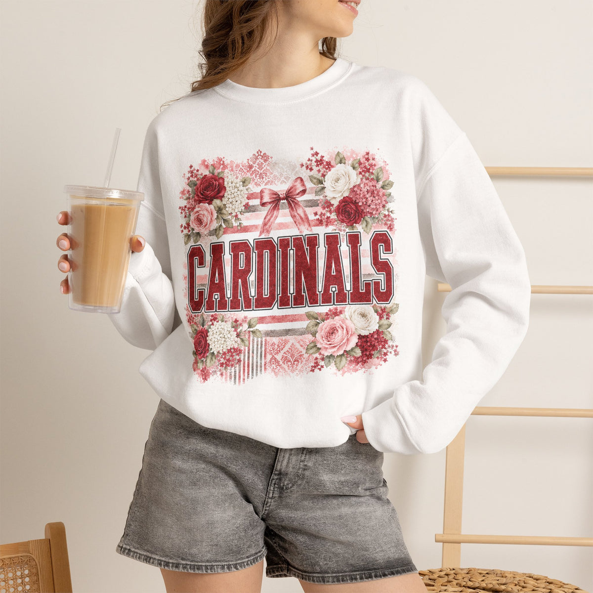 Cardinals Floral Crewneck Sweatshirt