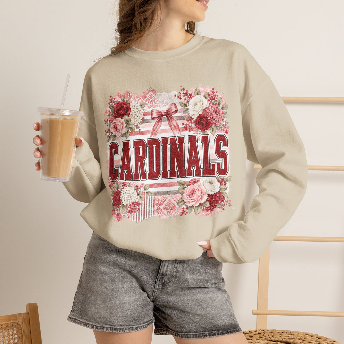 Cardinals Floral Crewneck Sweatshirt