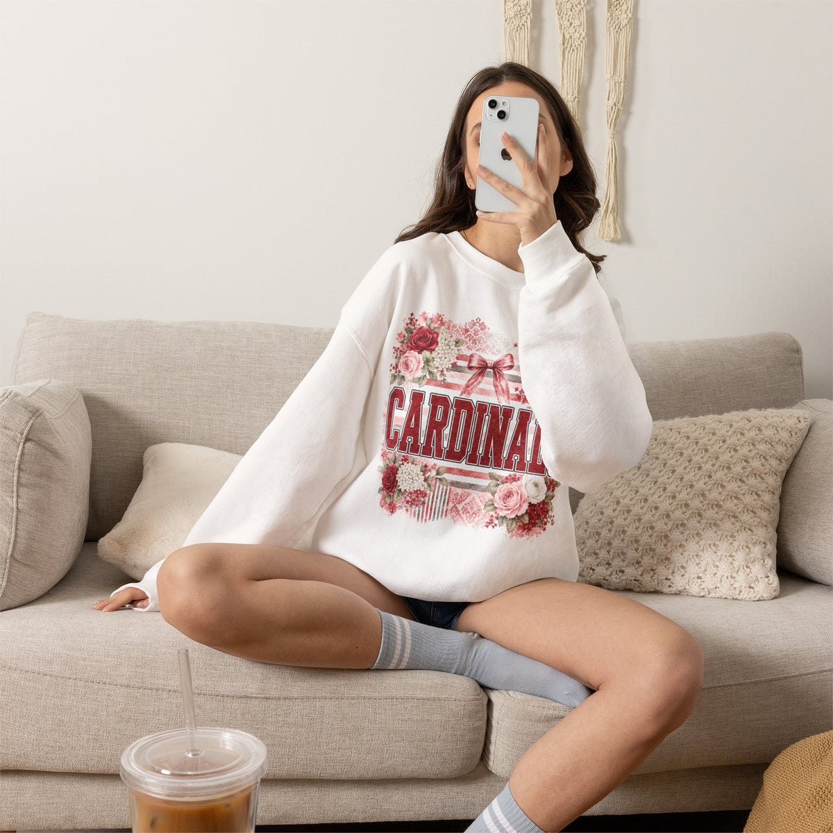 Cardinals Floral Crewneck Sweatshirt