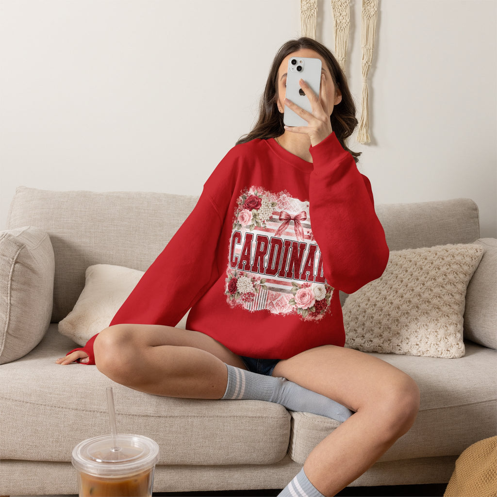 Cardinals Floral Crewneck Sweatshirt