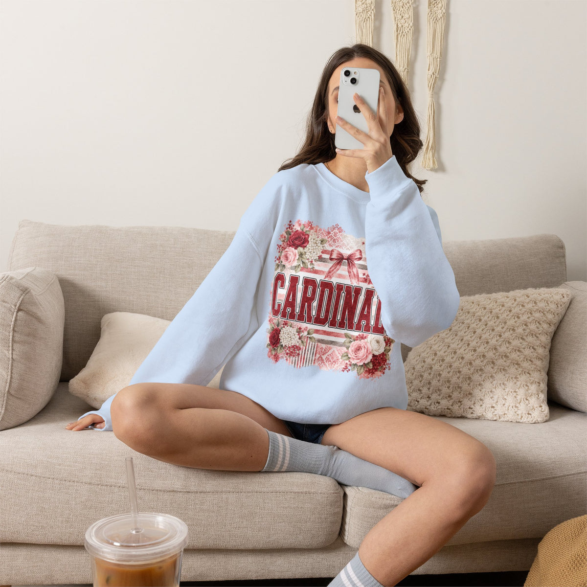 Cardinals Floral Crewneck Sweatshirt