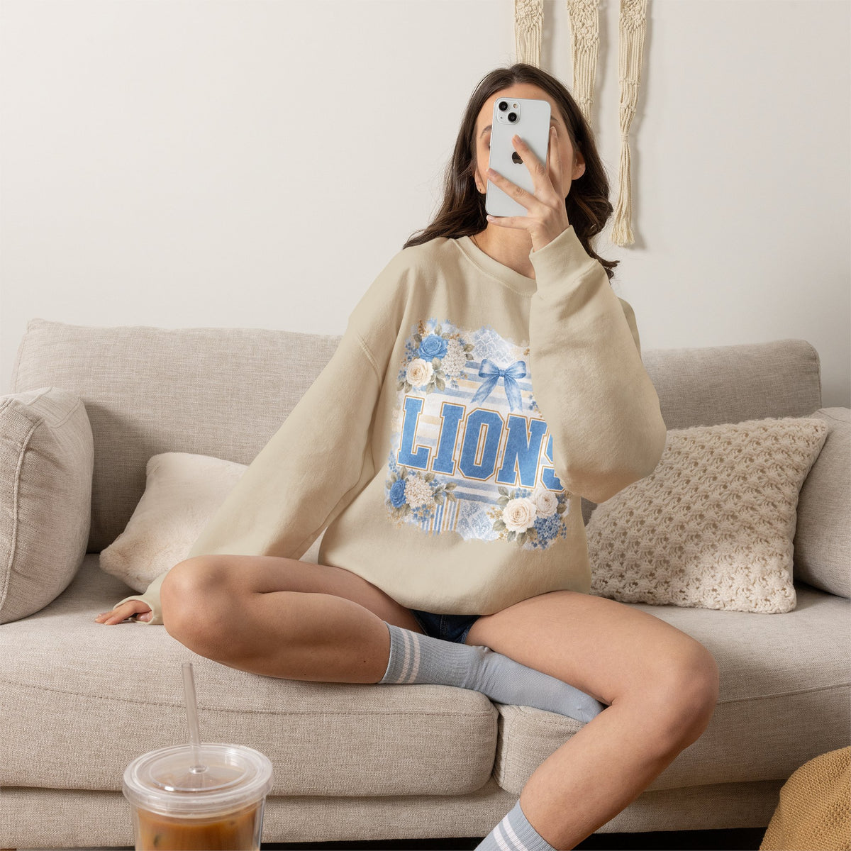 Lions Floral Crewneck Sweatshirt