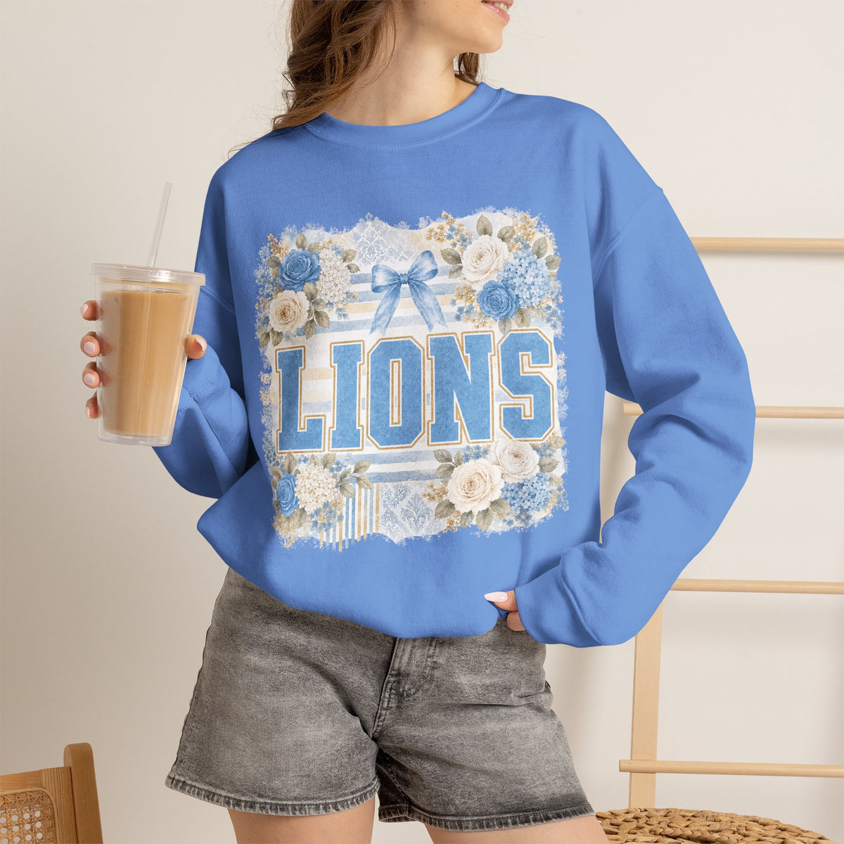 Lions Floral Crewneck Sweatshirt