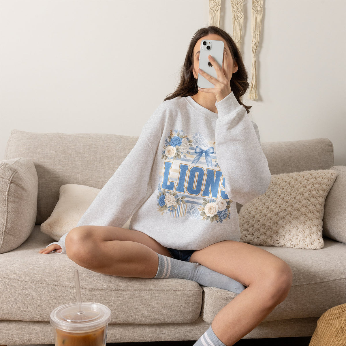 Lions Floral Crewneck Sweatshirt