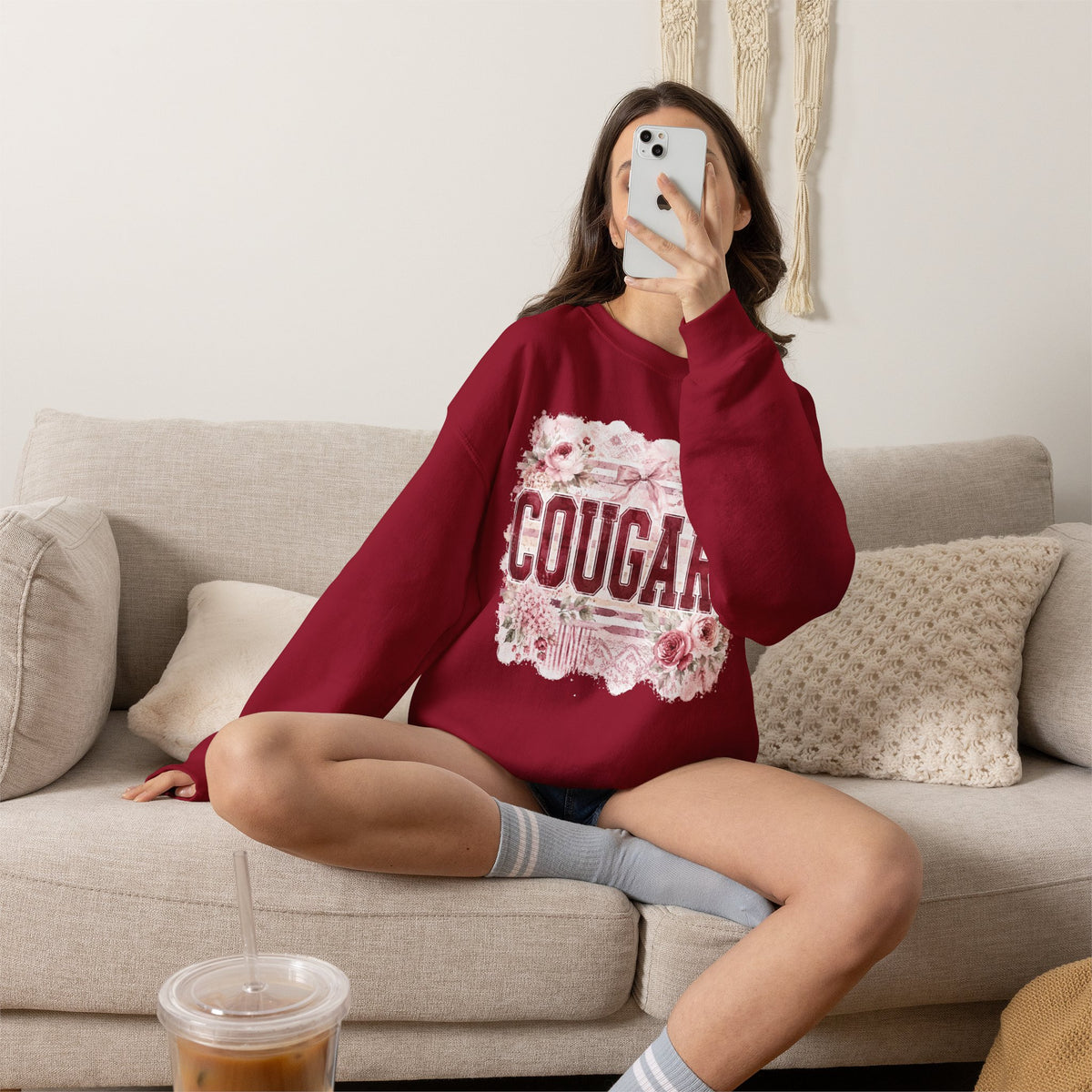 Cougars Floral Crewneck Sweatshirt