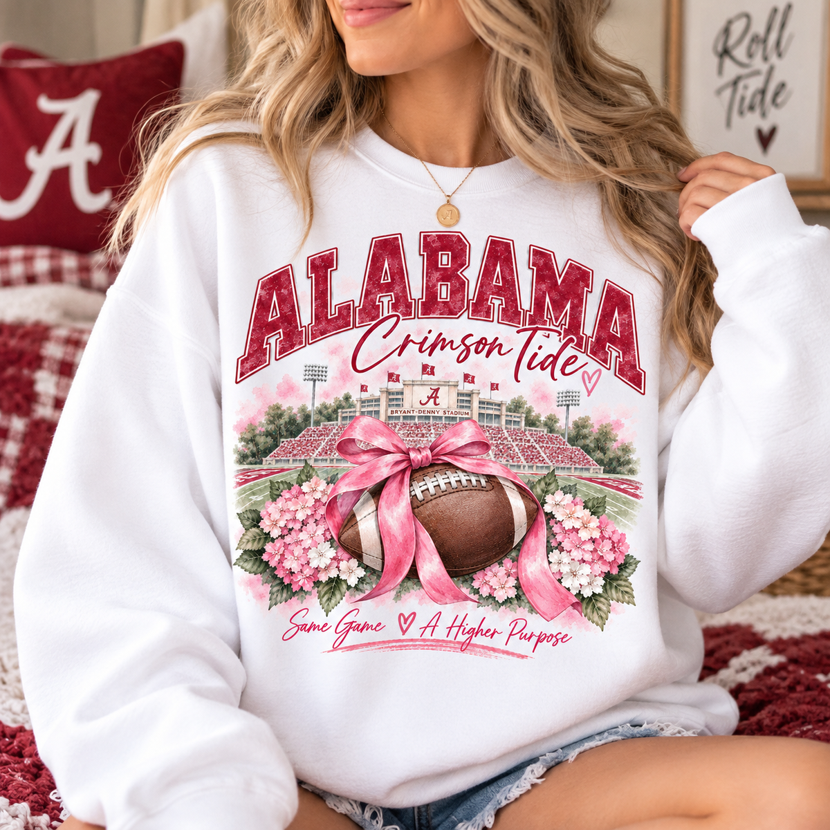 Long Sleeve Alabama Breast Cancer Awareness Sweatshirt