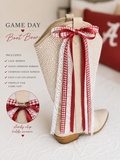 Hand-finished watercolor game day boot bows in team colors