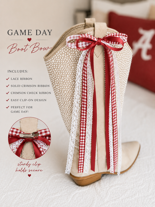 Hand-finished watercolor game day boot bows in team colors