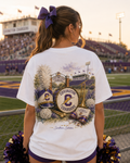 Watercolor Covington Chargers band design on a soft cotton tee