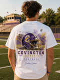 Watercolor Covington Chargers football design on a soft cotton tee