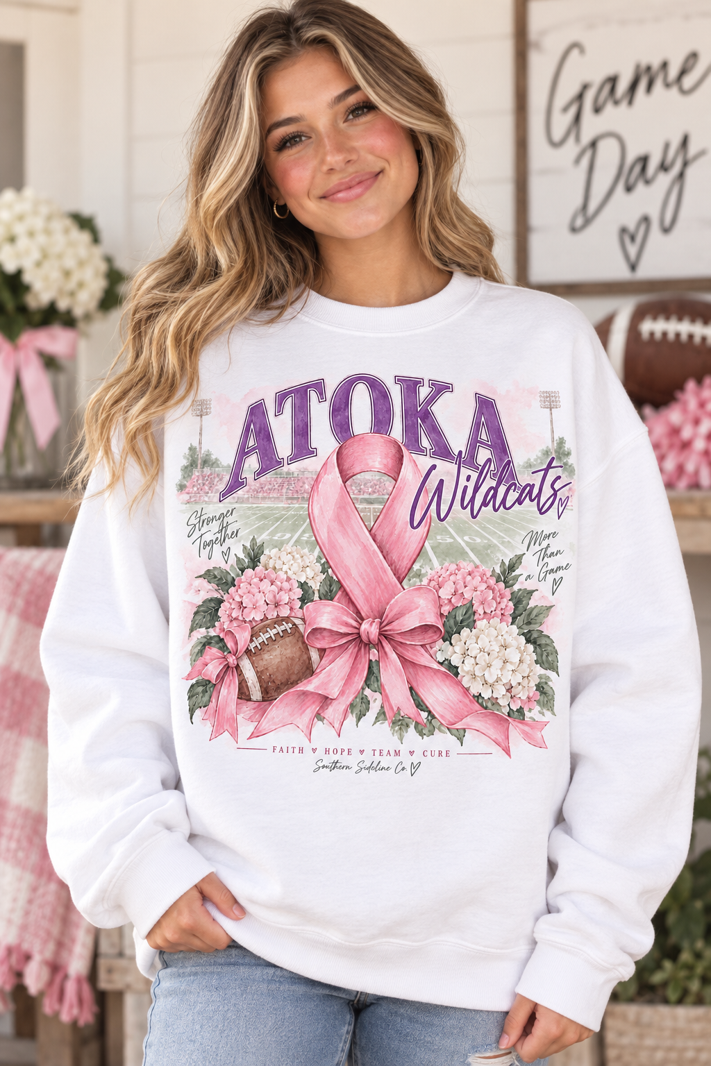 Atoka wildecats breast cancer awareness sweatshirt