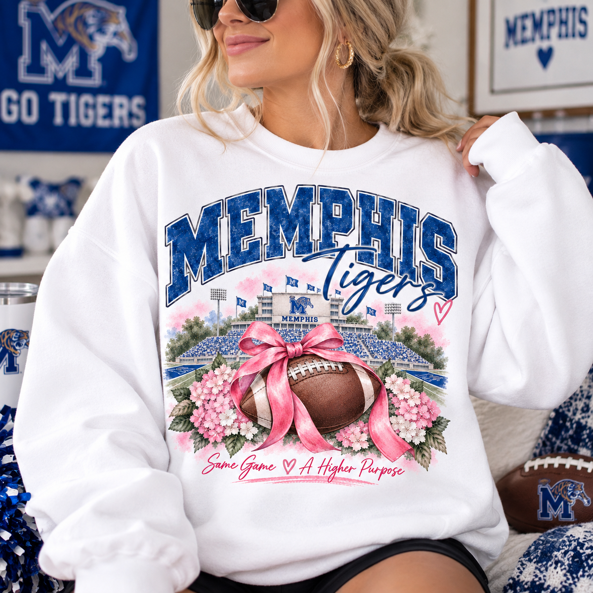 Long Sleeve Memphis Tigers Breast Cancer Awareness