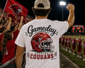 Watercolor Munford Cougars Friday night lights design on a soft cotton tee