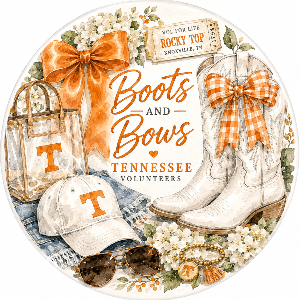 Watercolor University of Tennessee game day button